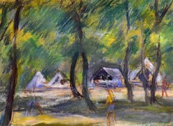 László Bényi (1909 - 2004): campers in the forest