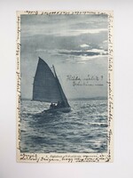 Régi képeslap 1941 Balaton vitorlás