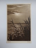 Régi képeslap 1934 Balaton alkony nádas