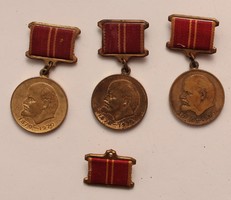 Soviet medal lot 3 pcs + 1 ribbon - 100 years since Lenin was born 1870-1970 (8)