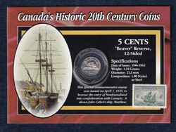 Canada 20th Century History beaver 5 cents 1960 + 4 cents stamp 1949 set (id48153)