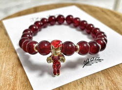 Iron Man - superhero pendant bracelet - burgundy
