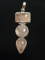 Beautiful rose quartz 925 silver pendant