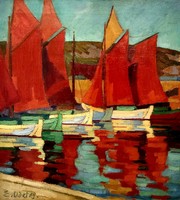 Sailboats by Ernst Odefey (German 1882-1964).
