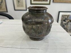 Heierli Füzesi Zsuzsa kerámia váza kaspó brutalista modern mid cenutry