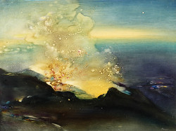 Máriási Masznyik Iván festőművész (1928-1997) – Vulkánkitörés c. festménye