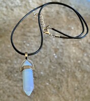 Opalite mineral pendulum pendant on a black necklace