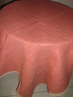 Beautiful mauve elegant woven tablecloth with lace edges
