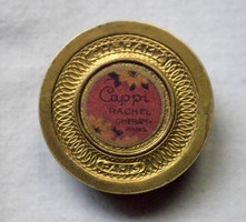 Old vintage cheramy cappi paris small brass box jar mattifying powder + paper advertisement