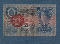 20 Crowns 1913 i. Issued in Hungary with overprint