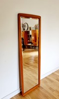 Fa keretes mid-century modern tükör, nagy méretű