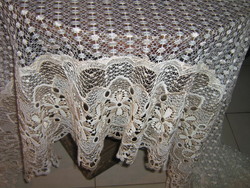 Dreamy vintage white pale ecru wide lace elegant panoramic curtains