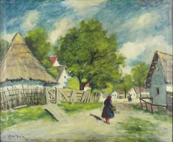 Hungarian artist marked Tóth: village street