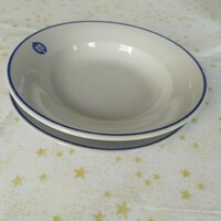 Kék csíkos Zsolnay porcelán tányérok eladók ÁFÉSZ emblémával! 2 db-os