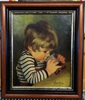 Hauwer ( 1991 ) by the Belgian painter - portrait of a boy