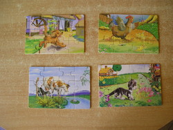 Wooden jigsaw puzzle (animals) - 4 pieces. Together