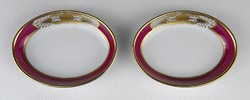 1N670 pair of Herend porcelain ashtrays with purple gold pattern, 1976