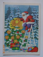 Régi grafikus karácsonyi üdvözlő képeslap - B. Lazetzky Stella rajz