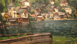 Unique offer ! Antique guaranteed original widder félix / 1874-1939 / painting: lakeside houses