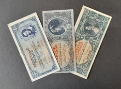 One million pengő 1945 - ten thousand milpengő 1946 - one hundred thousand milpengő 1946 (3 pieces)
