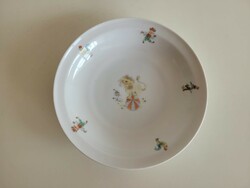 Retro fairytale pattern small plate with circus motifs lion penguin rooster