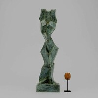 Nude, torso - cubist bronze sculpture. 44 Cm