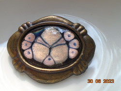 Older silver-plated larger brooch with iridescent inlay