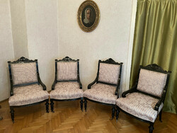 4 restored boulle-style armchairs (part of a lounge set) from the early 1900s