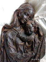 Szűz Anya gyermekkel, nagy viasz Madonna, Mária kis Jézussal domború kép, falidísz