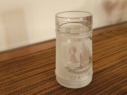 Retro Balaton souvenir sailing ship patterned glass jar, jar, souvenir, 0.5 liter