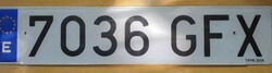 Spanish license plate number plate 7036 gfx