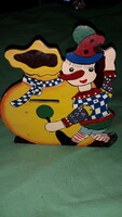 Antique craftsman table decoration painted wood circus music clown bushing 17 x 17 x 7 cm according to the pictures