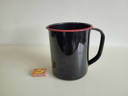 Old Enamel Large 3.5 Liter Pitcher Black and Red Enamel-Coated Iron Pitcher