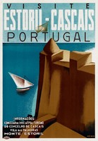 Vintage vacation travel advertising poster Portugal, modern reprint print, Mediterranean coast