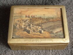 Alpakka cigarettás doboz rókavadászat jelenettel tátrafüredi sport club ródli verseny díj 1913