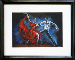 Attila Boros: Spanish dance - with frame 30x40 cm - artwork: 20x30cm - ba23/816