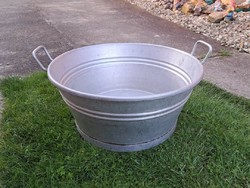 Large aluminum bowl, 2-handled tub, flower pot, rustic decoration for flowers