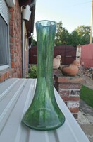 Green rare shaped vase cracked beautiful veil glass veil Carcagi berekbürdő glass