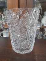 Polished crystal champagne glass, ice bucket, holder.
