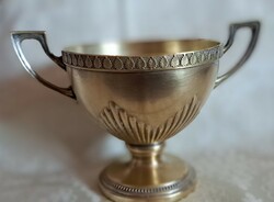 Antique silver-plated copper goblet, empire glass (m3896)