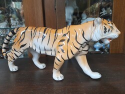 Német,Germany Foregin Kézi Festésű Porcelán Tigris Figura.