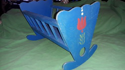 Antique tulip painted toy baby cradle in good condition 24 x 14 x 16 cm as shown in the pictures