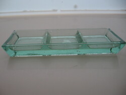 Spanish recycled green glass 3-compartment bowl, candle holder