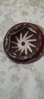 Burgundy polished crystal ashtray