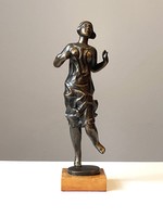 Mihály Pál Ijj (1936-2023) running girl marked bronzed retro resin statue 40 cm