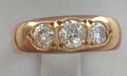 From 215T.1 HUF antique Hungarian brilliant 0.4ct 14k gold 3.7g ring, top with Wesselton stones 12s