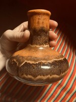 Mid century / modernist fat lava ceramic vase with a rare, shimmer glaze from a Swiss legacy
