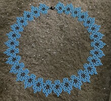 Sky blue and anthracite colored lace bead necklaces