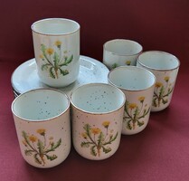 Porcelán botanikai pitypang gyermekláncfű mintás kávés teás csésze csészealj készlet
