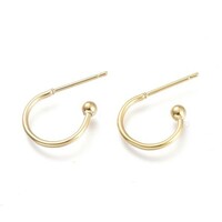 24K gold-plated medical metal half hoop earrings, can also be used by little girls.